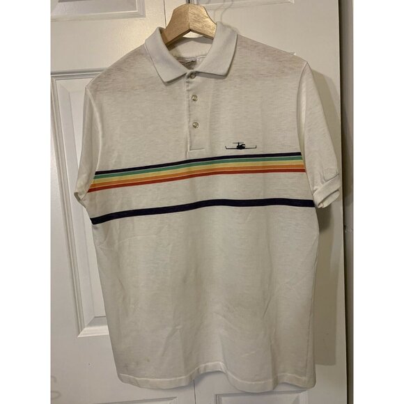 vintage 1980s rainbow polo t‎ shirt Men’s Sz L  Screen Mates - Picture 5 of 9